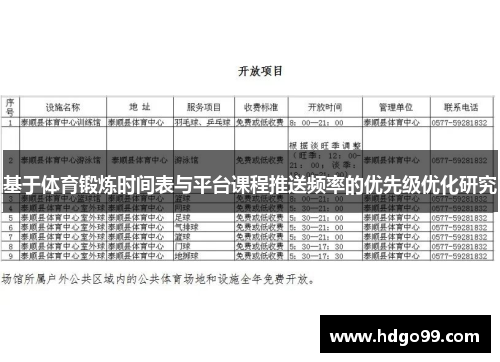 基于体育锻炼时间表与平台课程推送频率的优先级优化研究